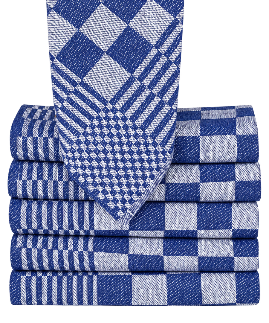 Katoenen bloktheedoek blauw wit 65 × 65 cm – Unikoop-productfoto zonder achtergrond