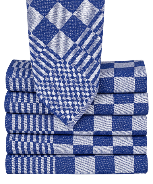 Katoenen bloktheedoek blauw wit 65 × 65 cm – Unikoop-productfoto zonder achtergrond